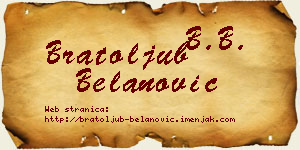 Bratoljub Belanović vizit kartica